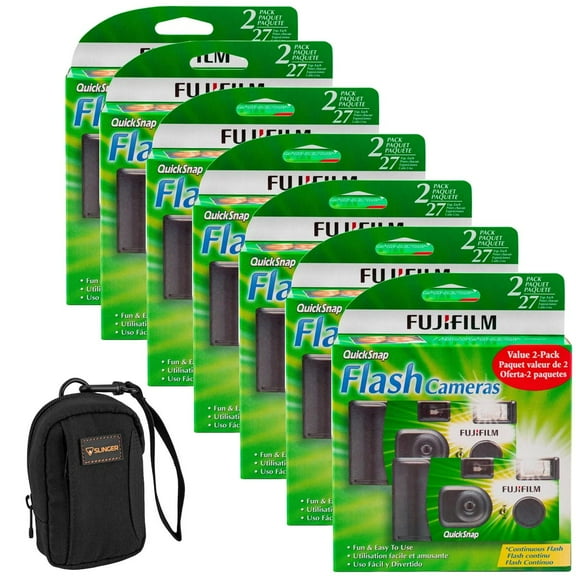 Fujifilm QuickSnap Flash 400 One Time Use 35mm Disposable Camera with Flash, 27 Exposures 12-Pack Slinger Camera Bag