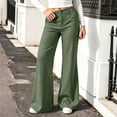 thumbnail image 2 of HomeDM Bootcut Pants for Women Cotton Blend High Waisted Casual Dress Pants Army Green Loose Flare Lounge Work Trousers Size M, 2 of 4