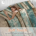 thumbnail image 5 of Farmhouse Teal Brown Duvet Cover Set, Vintage Retro Ombre Wooden Soft Duvet Cover Queen Size Bedding Set 4 Pieces, 1 Quiltcover and 2 Pillowcases with Zipper, 1 Bed Sheet for All Seasons, 5 of 9