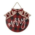 thumbnail image 6 of LYU Xmas Hanging Plaque Bowknot Wooden Painted Round Festival Decorative Gift Merry Christmas Letter Door Sign Pendant New Year Decor for Holiday, 6 of 8