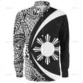 thumbnail image 1 of Camisas de manga larga con estampado 3D de Filipinas, talla pequeña, estampados tribales de Filipinas, blusas con solapa para hombre, 1 of 6