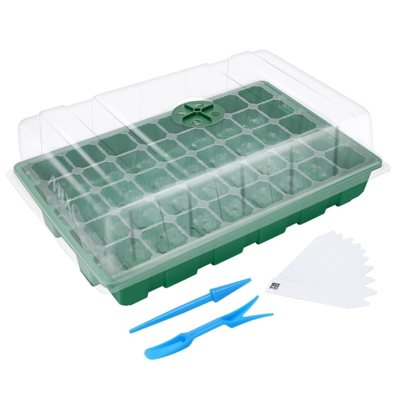 JORKING Seedling Trays Seed Starter Tray, 5-Pack 200 Cells Mini Propagator Plant Greenhouse Grow Kit with Humidity Vented Domes and Base for Seeds' Starting, Green