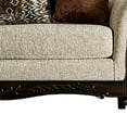 thumbnail image 4 of Benjara BM217592 Fabric Upholstered Sofa with Wooden Engraving Details, Brown & Beige, 4 of 5