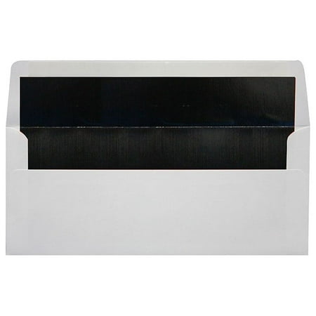 UPC: 0848614197453 | LUX 4 1/8 x 9 1/2 #10 60lbs. Envelopes White With Black Lining 50/Pack FLWH4260-02-50