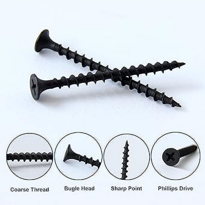 FASTENER TREE #7x2" Drywall Screws, Coarse Thread, Bugle Head, Black Phosphate, 100PCS