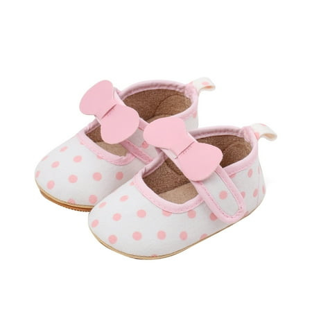 Mildsown Baby Girl Flats with Bows Soft Soles Cute Dot Print Mary Jane Shoes