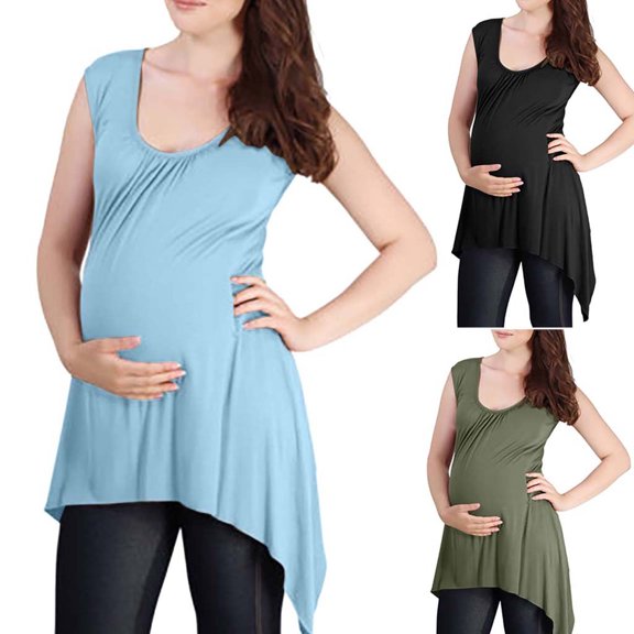 Naittoop Womens Comfortable Maternity U Neck Sleeveless Flared Swing Tunic Tank Top