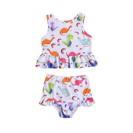 

Toddler Summer Girls Cartoon Dinosaur Printed Ruffles Two Piece Swimwear Swimsuit Bikini Swimsuits for Girls 5t Toddler Bathing Suits for Girls 4t Toddler Girl Swimsuit 2t Swimsuit 5t Girls Long