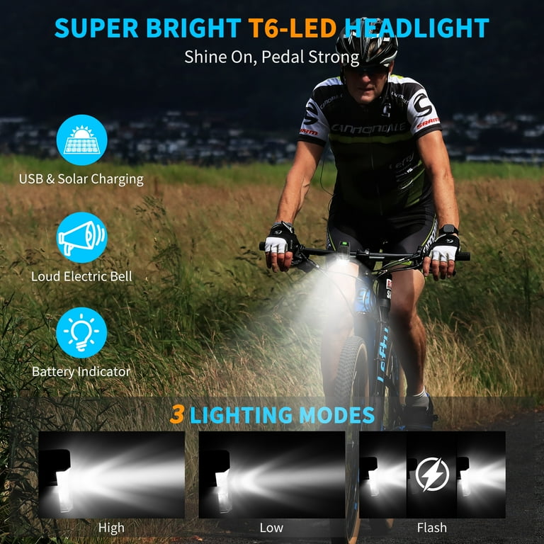 ASIBPXY Bike Lights, Ultra Bright LED Headlight with Electric Bell