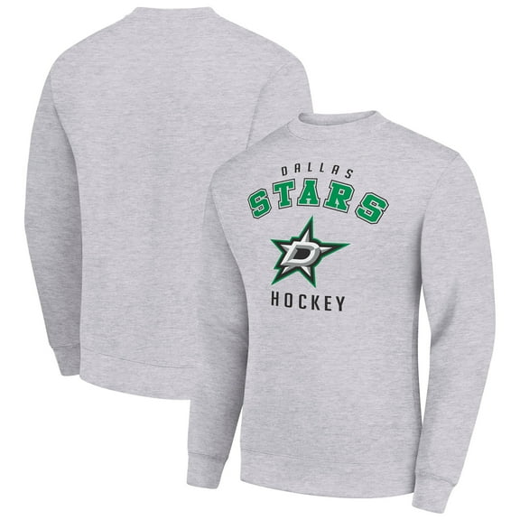 Men's Starter Heather Gray Dallas Stars Team Logo Fleece Pullover Sweatshirt