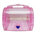 thumbnail image 3 of Handled Storage Box Sewing Box Organizer with Handle Hair Accessory Storage Case Clear and Pink, 3 of 8