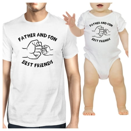 Father And Son Best Friends White Matching Shirts Father's Day (Cute Best Friend Outfits)