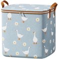thumbnail image 3 of LAICAIW Clothes Storage Bag Portable Non Woven Clothing Quilt Storage Bag Clothes Storage Box Folding Wardrobe Storage Container with Durable Handle Wardrobe Category Storage Box Baby Clothes (Blue, 3 of 5