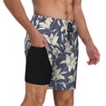 thumbnail image 2 of Kdxio Lilies Flowers Print Men's Swim Trunks with Compression Liner 7 Inch Inseam Quick Dry Swim Shorts, 2 of 7