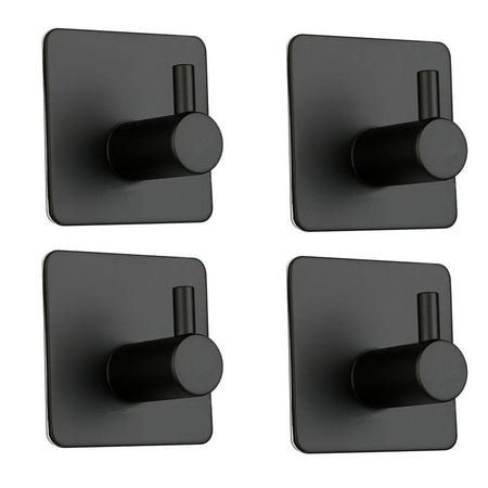 

4 bathroom kitchen nail free metal seamless hooks walls clothes hats stainless steel hooks adhesive hooks - style2