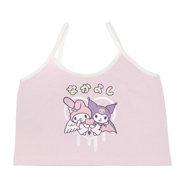Anime Sanrio Sling Tops Suspender Kitty Vest Camisole Sexy T-shirt Cartoon Shirt for Female Summer Hot Girl Crop Top Clothes2XL Gong Bohan LED