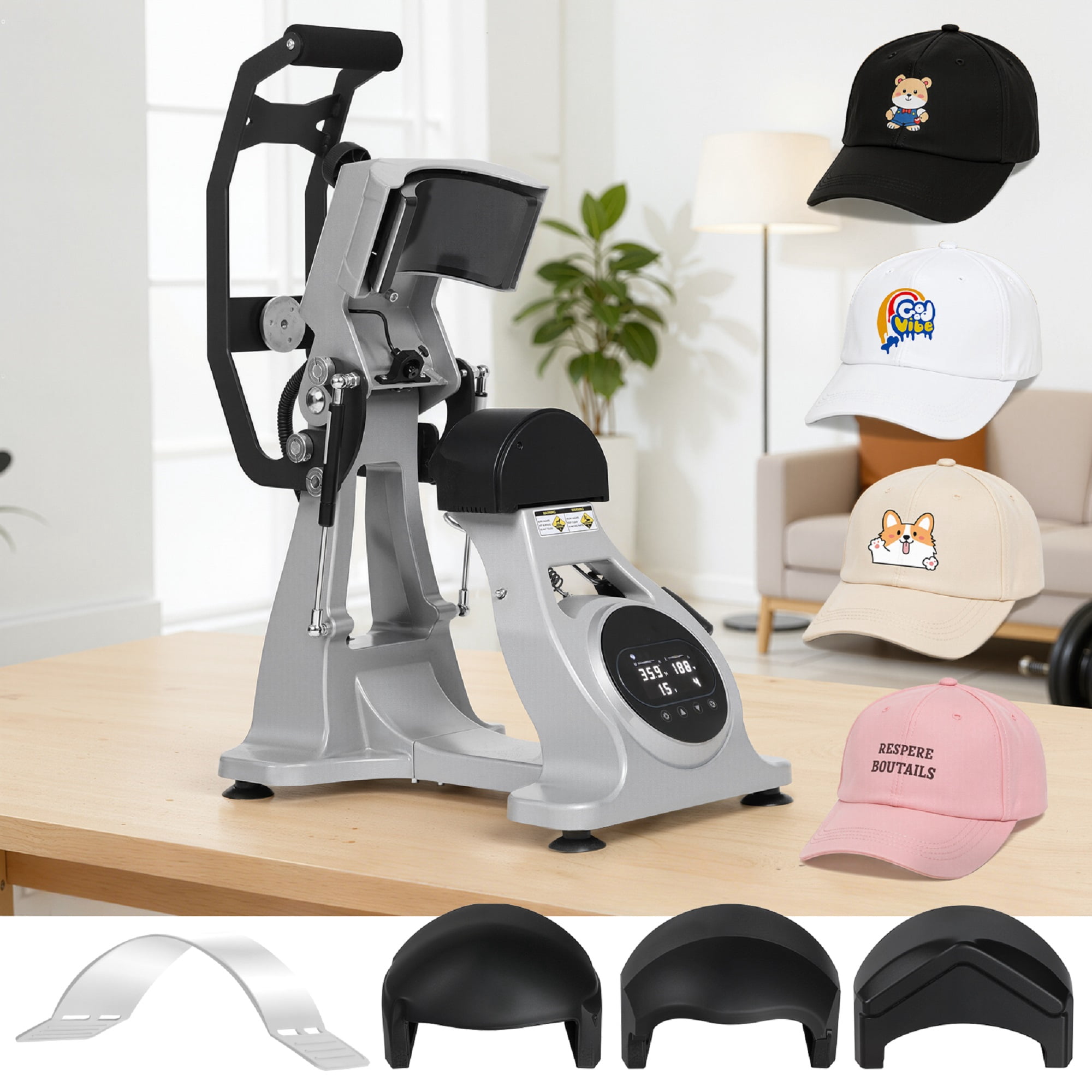 Dual Heater Hat Heat Press, Semi-auto Open Printing Cap Machine