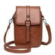 thumbnail image 1 of Bolso bandolera vintage para mujer Bolso bandolera pequeño para teléfono móvil Bolso de hombro Bolso de mano Cartera Cartera 2 bolsillos principales con orificio para auriculares (marrón), 1 of 2