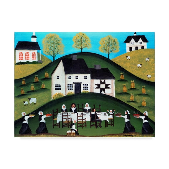 Trademark Fine Art 'Pilgrim Thanksgiving Dinner' Canvas Art by Cheryl Bartley