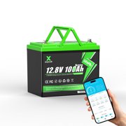 12V 100Ah LiFePO4 Battery with Bluetooth, Group 24, 100A BMS, 1280Wh Power