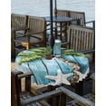 thumbnail image 2 of Fsddascl Coastal Beach Starfish Outdoor Tablecloth - 54 Inch Round Dining Table Cover, Blue Green Tropical Palm Tree Wood Grain Waterproof Outdoor Table Cloth with Umbrella Hole & Zipper for Patio, 2 of 7