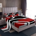 thumbnail image 1 of Erosebridal Black Red Gray Circle Bed Sheets Set Queen Size, Abstract Striped Line Bedding Sets Queen Size 4 Pieces, 1 of 7
