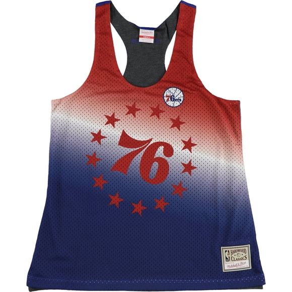 Mitchell & Ness Womens Reversible Mesh Racerback Tank Top, philly76ers, S