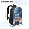thumbnail image 3 of Goofa Moonlit Night Sea Sailboat Pattern 17in Student Backpack - School, Travel, Work Bookbag -Laptop Backpack,Water Resistant College School Computer Bag, 3 of 6