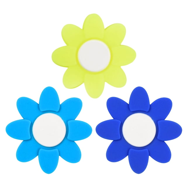 Uxcell Tennis Racket Vibration Dampener Soft Silicone Racket Shock Absorber for Tennis Racquet String - Flower Shaped Navy Blue/Blue/Fluorescent Yellow