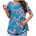 thumbnail image 2 of TrendVibe365 Womens Short Sleeve Tops Spring Blouse Tunic Flowy Peplum Retro Vintage Flower Tiered Curvy Hem Shirts Ruffle Sleeve Short Sleeve Tees Pullovers Round Neck Tshirts Loose Fit Outfits, 2 of 8