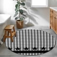 thumbnail image 4 of Checkered Stars Round Living Room Rugs 4 ft, White Green Black Plaid Art Washable Area Rug with Non-Slip Sturdy Edge Binding Round Carpet for Entryway Kitchen Bedroom Bathroom, 4 of 9