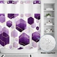 thumbnail image 4 of No Hook Shower Curtain with Built-in Rings - Purple White Gold Geometric Washable Waterproof Fabric Bathroom Curtains for Hotel,Rentals, 72 X 72 Inch Long , Modern Abstract Hexagon Pattern, 4 of 9