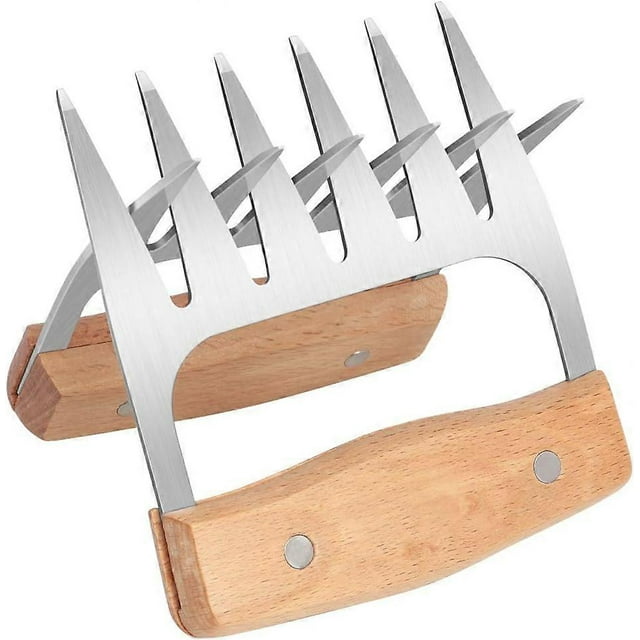Meat Claw Puller with food grade stainless steel blade and wooden handle for separating meat, bear claws, 2pcs/pack