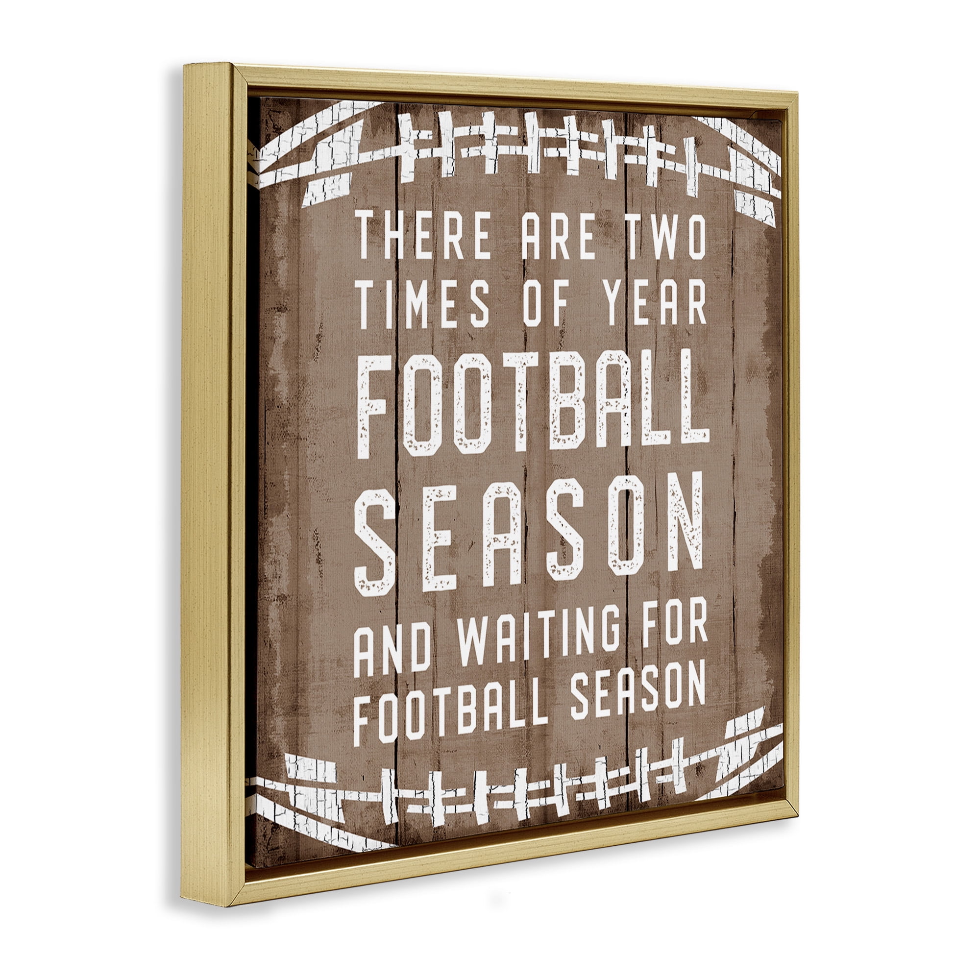 Stupell Industries Time of Year Football Season Sports Painting Gold Floater Framed Canvas Art Print Wall Art, 25 x 25