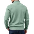thumbnail image 5 of Mens Zip Sweater Stand Collar Solid Color Long Sleeve Knit Pullover Fall Winter Soft Ribbed Hem Casual Knit Jumper Tops Mint Green XL, 5 of 5
