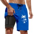 thumbnail image 1 of Workout Shorts Men Swim Trunks Compresssion Liner Inseam Board Shorts Bathing Suit With Pockets Gym Shorts Men Blue S, 1 of 4