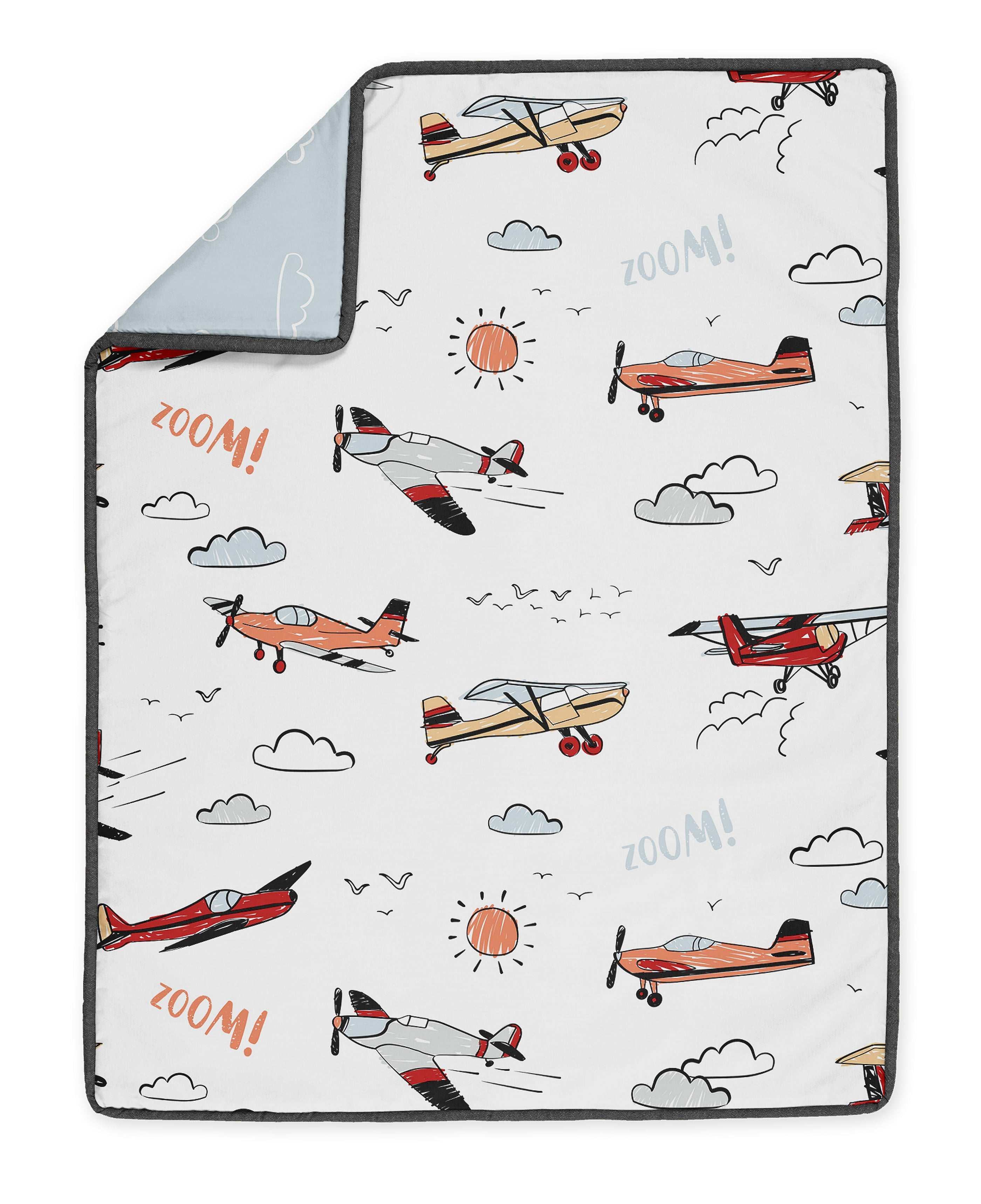 Sweet Jojo Designs Airplane Red Blue and White 4 Piece Crib Bedding Set