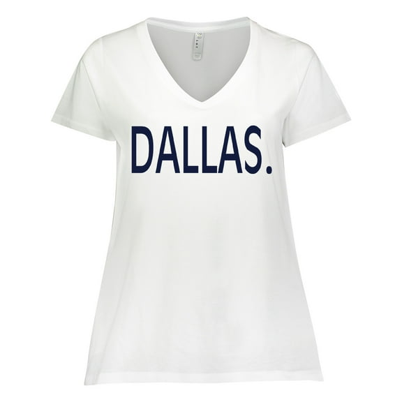 Inktastic Dallas in Blue Text Women's Plus Size V-Neck T-Shirt
