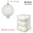 thumbnail image 3 of Allgala 12 Pack 3 Inch Christmas Tree Ornament Balls-Glitter Decorated Foam Large Xmas Ball-White, 3 of 4