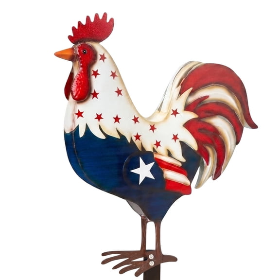 Dengmore Patriotic Metal Rooster Porch Decor Statues Decor Hand Crafts Ornament Independence Day Decorations Party Favors Patriotic Blue Red Star Party Supples
