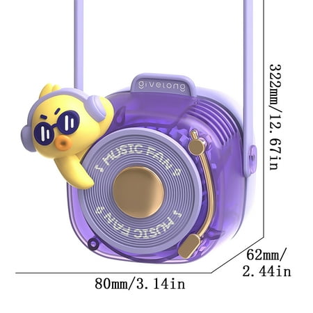 

PRINxy Cartoon Fan Mini Portable Silent Charging Lanyard Handheld Small Fan for Women Men Kids Indoor Outdoor Office Traveling B