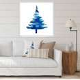 thumbnail image 1 of Designart Blue Winter Christmas Tree Ii Traditional Floating Frame Wall Art, 1 of 4