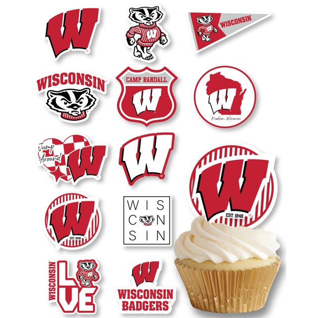 Wisconsin - Decoración Para Cupcakes (24 Piezas) (Tejones De Wisconsin)