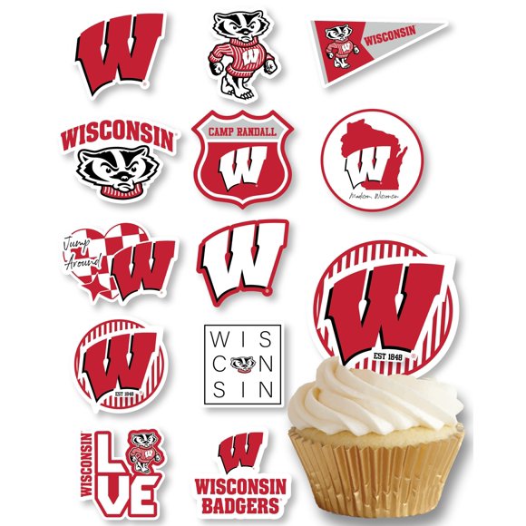 Wisconsin - Decoración Para Cupcakes (24 Piezas) (Tejones De Wisconsin)