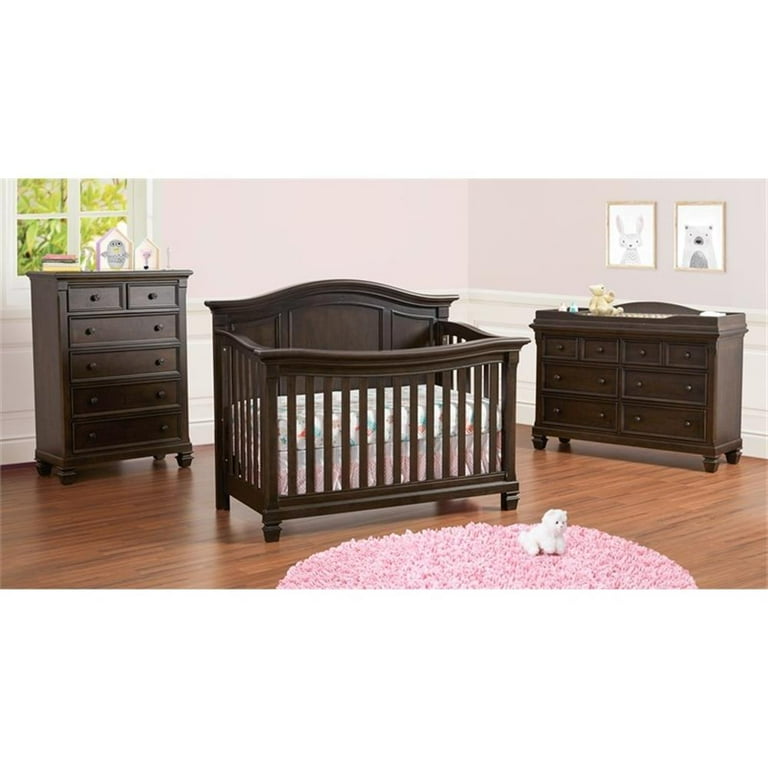 Baby Cache Glendale Traditional Wood 4 in 1 Lifetime Crib in Charcoal Brown