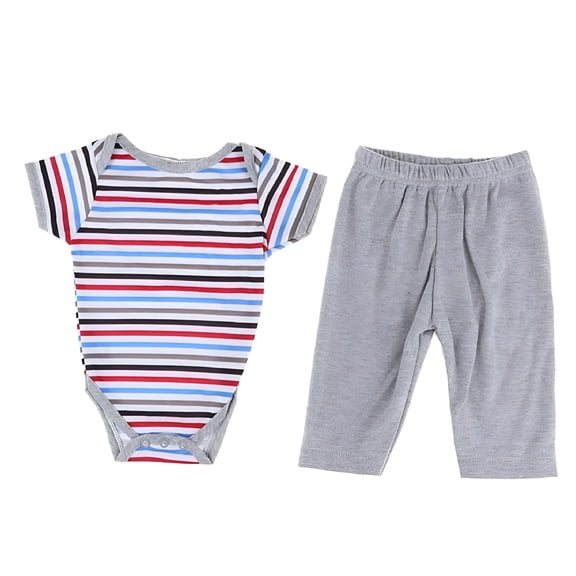BESTSKY 2pcs Sweet Short Sleeve Jumpsuit Pants Suit Casual Outfits for 20inch Reborn Doll Decoration