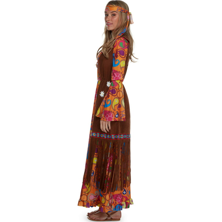 Morph Womens 1960s Hippie Costume Ladies Hippy Fancy Dress Flower Child  Halloween multicolor M 