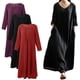thumbnail image 3 of Vestido suelto ocasional de las mujeres del otoño Sólido cuello en V manga larga de algodón Retro Bo Meterk Negro XXXXL, 3 of 7