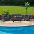thumbnail image 2 of Flash Furniture Seneca Dark Gray Faux Rattan Loveseat with All-Weather Seneca Light Gray Cushions, 2 of 11