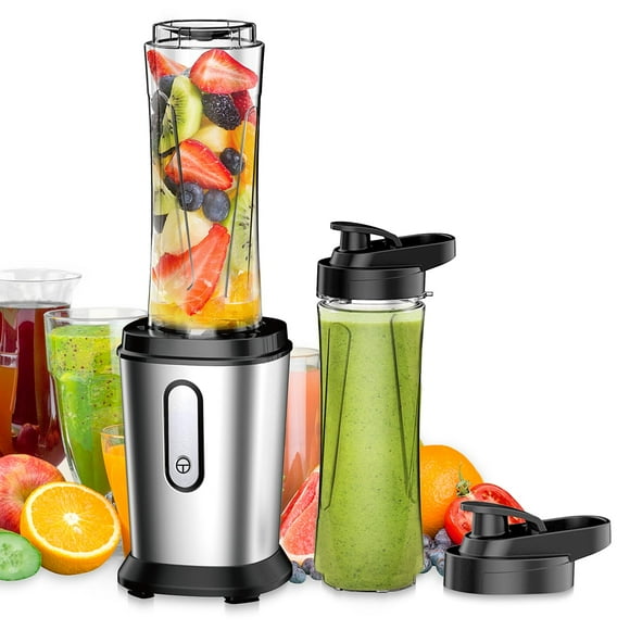 Upgrade Electric Smoothie Blender, Mini Small Personal Blender for Shakes & Smoothies, with 2 Portable 20oz Tritan Bottles, BPA-Free Juice Bullet Blender, 4 Powerful Blen